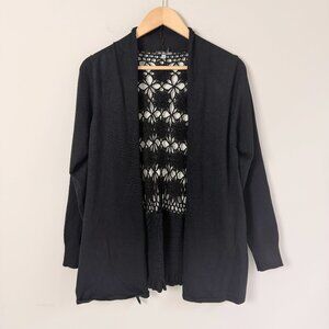 Vila Milano Black Crochet Open Face Cardigan XL